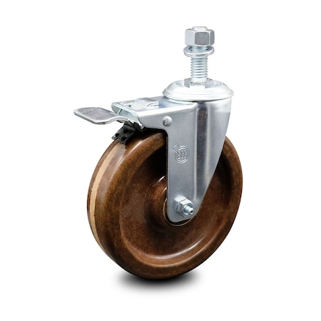 Service Caster 6 Inch High Temp Phenolic Wheel Swivel 1/2 Inch Stem Caster with Total Lock Brake SCC-TSTTL20S615-PHRHT-121315